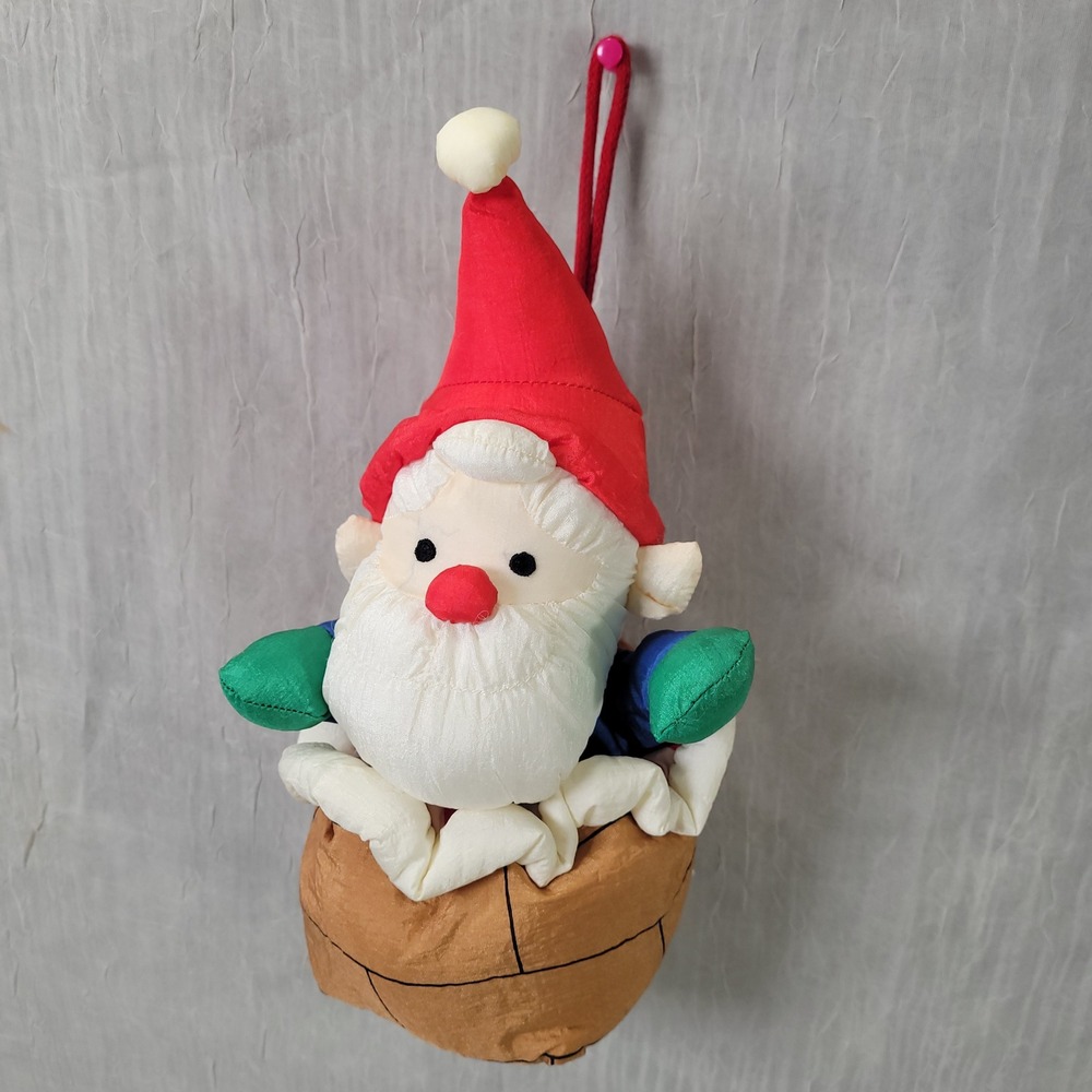 Anima Co Christmas Ornament  Vintage Santa in Chimney Plush Nylon Parachute